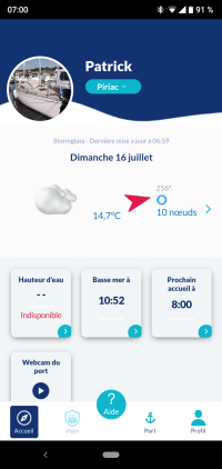 Fonctionnement de l’application donnant la hauteur d’eau au niveau de la porte du port. (Suite)