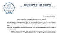 Communiqué de la confédération mer et liberté concernant la déclaration de captures